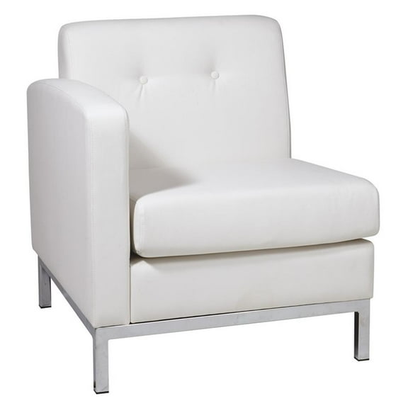 OSP Home Furnishings Wall Street Single Armchair LAF. White Faux Leather