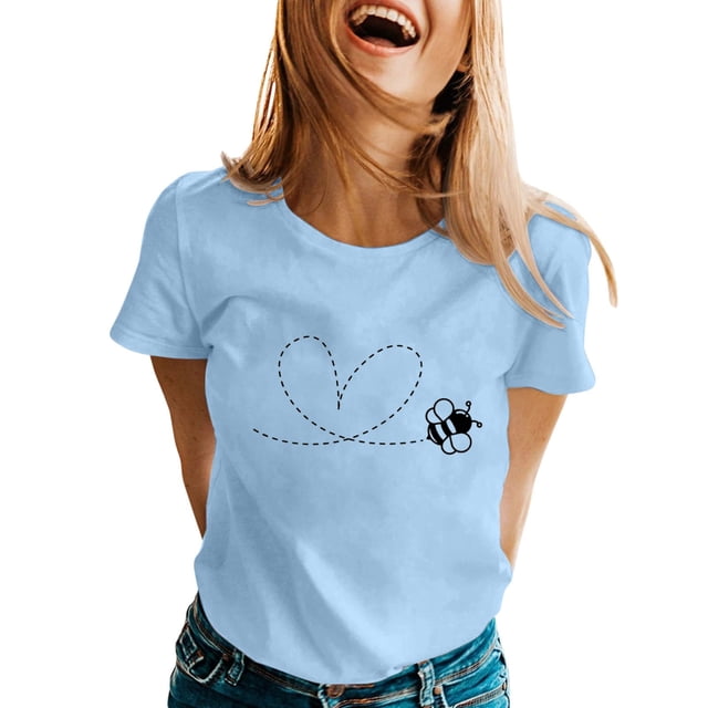 Chemises Printemps Été 2025 pour Femmes Manches Longues Imprimées Manches Courtes Col Rond T-Shirt Haut