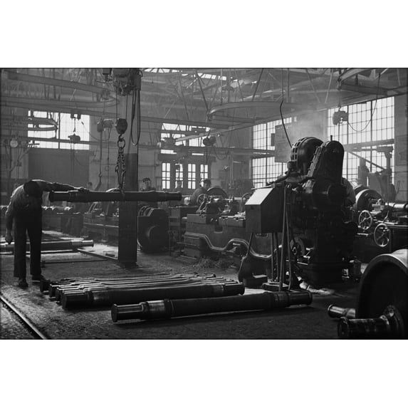 24"x36" Gallery Poster, Railroad Shopmen (Machinists) Illinois Central Railroad, 1942