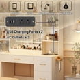 thumbnail image 4 of 47 Inch Large Vanity Desk with Lighted Mirror & Charging Station, LED Makeup Vanity Table Set with 7 Drawers & Hidden Storage Stool & Hair Dryer Holder, 4 of 10