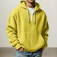 thumbnail image 2 of XIAOCHA Mens Hoodies Waffle Knit Half-Zip Drawstring Hooded Sweatshirts Loose Fit Long Sleeve Solid Color Oversized Streetwear Yellow, 2 of 4