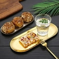 thumbnail image 2 of 2 Pcs Stainless Steel Towel Tray Dish Plate Storage Tray Tea Tray Fruit Trays Cosmetics Jewelry Organizer, Oval , Gold, 2 of 7