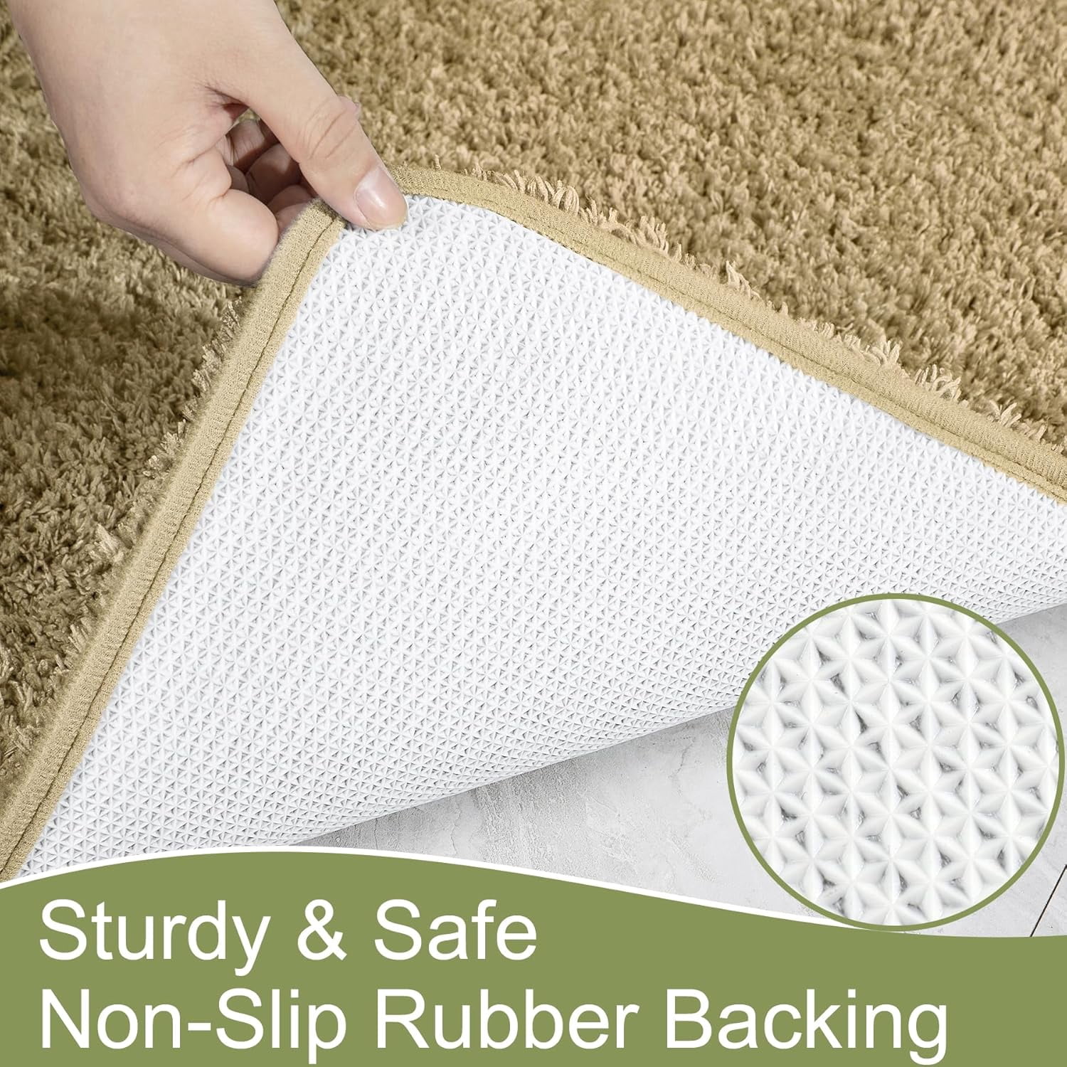 Luxury Long Bathroom Runner Rug, 24x60 Inch Thick Soft and Absorbent Non Slip Bath Mat, Rubber Backing Quick Dry Rugs Carpets, Machine Washable Plush Mats for Shower Floor, Beige