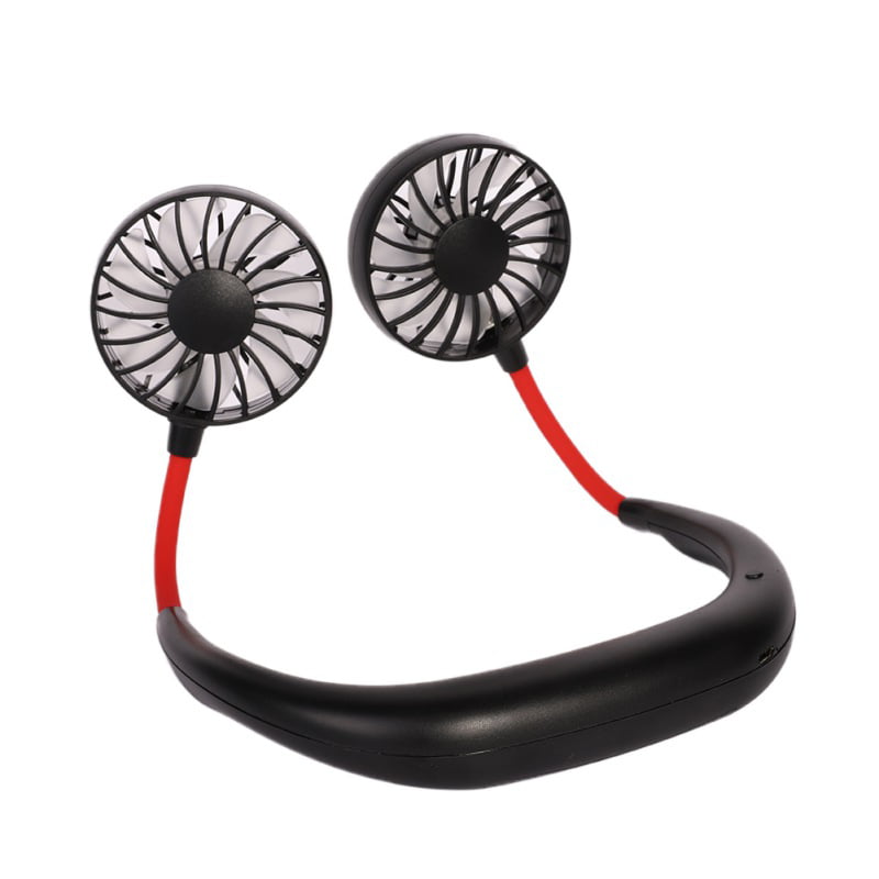 Details about   Portable USB Rechargeable Neckband Dual Cooling Mini Fan Lazy Neck Hanging*