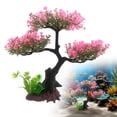 thumbnail image 2 of Plastic Aquarium Plants,Artificial Fish Tank Decorations Realistic Bonsai Tree,with Base Green Aquatic Water Plants for Natural Underwater Landscape,1 Piece(Pink), 2 of 9