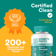 SmartyPants Prenatal Plus Multi & Omega-3 Gummies 2-Pack, Improved Formula, 50% Less Sugar, 120 Ct Ea