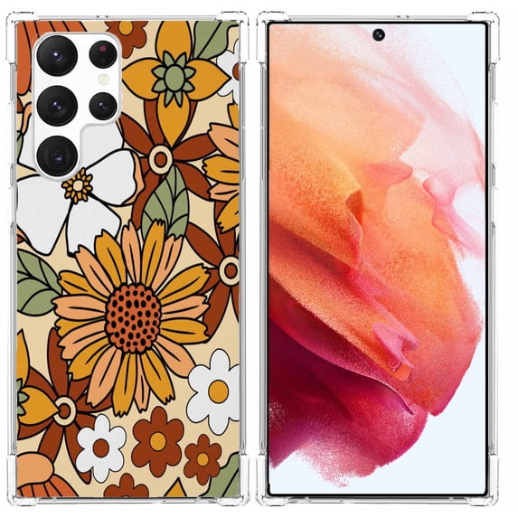 Flower Painting Case for Samsung Galaxy S23 Ultra,Aesthetic Art Design Pattern Soft TPU Bumper Case Cover