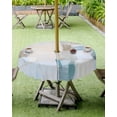 thumbnail image 4 of nqOlkjepod Abstract Outdoor Tablecloth with Umbrella Hole & Zipper, Simple Geometric Blue Brown Colors Block Round Table Cover 60 Inch, Dining Waterproof Table Cloth Protector for Patio/Party/Picnic, 4 of 7