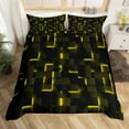 thumbnail image 2 of Manfei Abstract Grid 3pcs Duvet Cover King for Kids Teens Female Men,Black Golden Ultra Soft Bedding King Size,Geometric Buffalo Microfiber Comforter Cover King,Lightweight Room Decor(No Comforter), 2 of 6