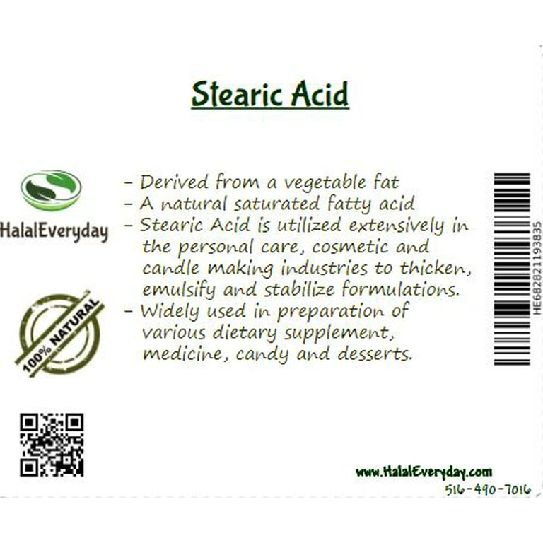 1 lb Stearic Acid White Flakes Food Grade NF/USP - Natural preservative,  thickener, emulsifier and stabilizer for food, soap, lotion, and cream - By  HalalEveryday 