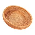 thumbnail image 1 of Thinsony Wicker Woven Round Snack Fruit Bowl Rattan Food Organizer Tray 25x5cm 1Set, 1 of 6