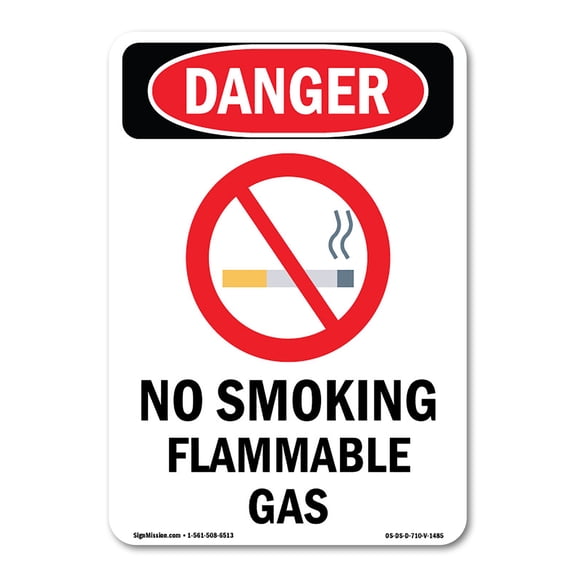 OSHA Danger Sign -  No Smoking Flammable Gas | Decal | Protect Your Business, Construction Site, Warehouse & Shop Area |  Made in The USA