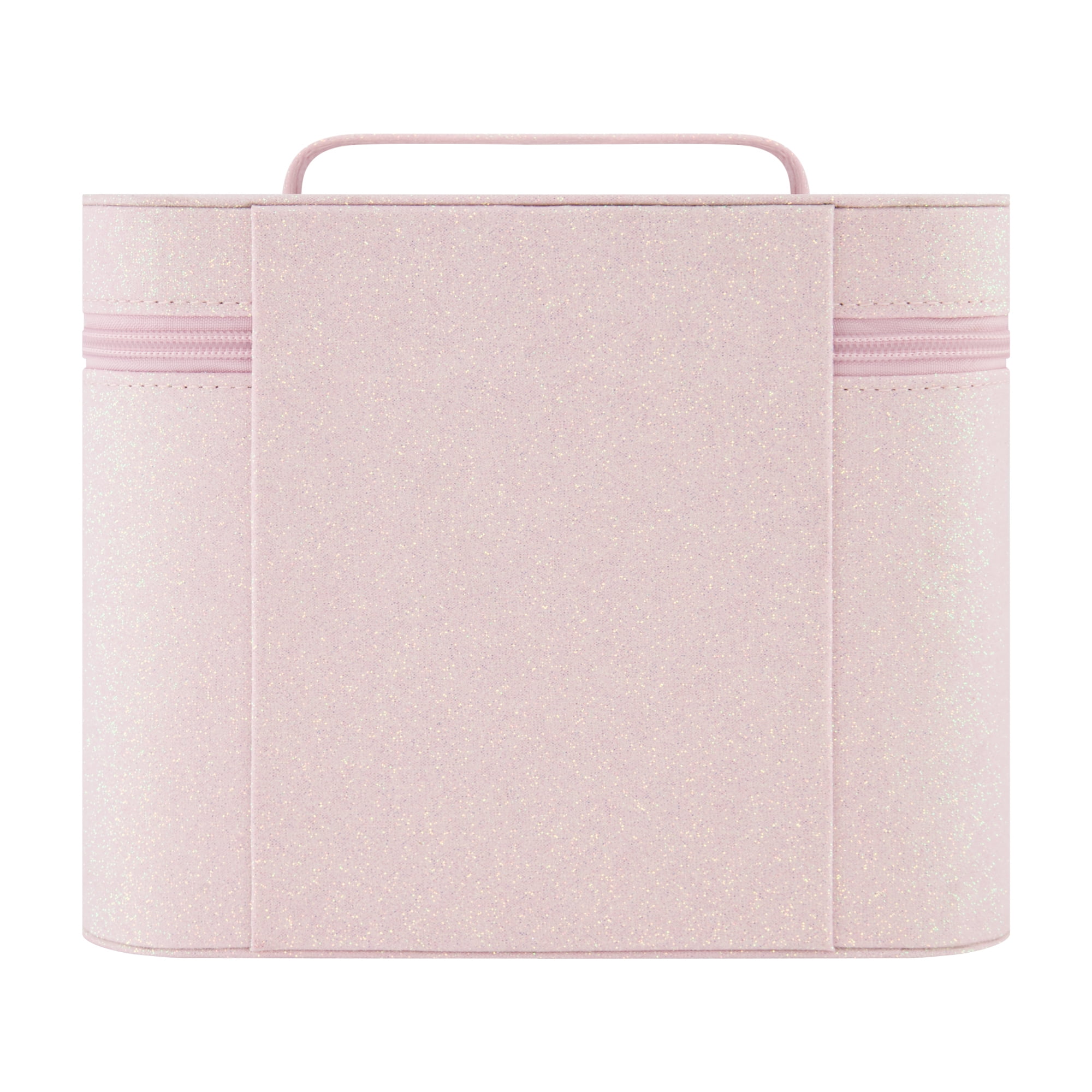 Barbie Travel Makeup Bag, Trapezoid Cosmetic Organizer Pouch for Women, Pink Glitter