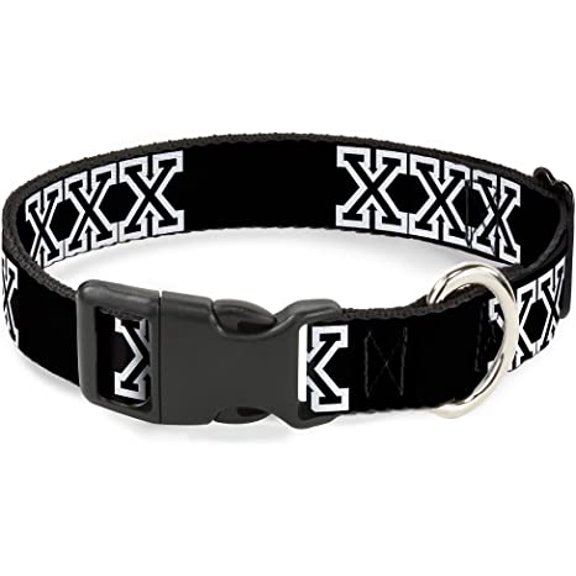 Plastic Clip Collar - XXX Black White - Narrow-Small 6-9"