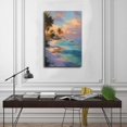 thumbnail image 2 of Lienzo acuarela paisaje costero de Cabo San Lucas, rocas arrecife, playa dorada y casas blancas con tejados naranjas, decoración turística mexicana para sala y dormitorio., 2 of 7