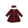 thumbnail image 1 of xiaxaixu Enfants Couleur Unie Col Rond Manches Longues une Seule Pièce avec Bandeau, 1 of 9