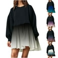 thumbnail image 5 of EQWLJWE Mode Chandail Décontracté Surdimensionné pour Femmes Couleur Dégradée Robe à Manches Longues Col Rond Mini-Robes Patchwork pour Dames Robes d'Automne pour Femmes 2023, 5 of 5