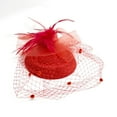 thumbnail image 2 of Feathery Red Fascinator with Lace Veil Adult Costume Hat, 2 of 2