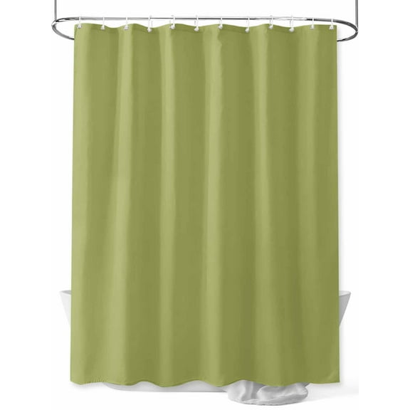 Sage Green Shower Curtain, Olive Solid Color Waterproof Shower Curtain Set with 12 Hooks Lightweight Washable Fabric Shower Curtains for Bathroom 72x72 Inches