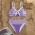 thumbnail image 4 of UTSJKR High Waisted 2 Piece Swimsuit Women Twisted Front Lace Up Back Bikini Set Side Drawstring Ruched Boyshort Swimwear Purple S, 4 of 5