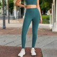 thumbnail image 3 of High Waist Seamless Full-Length Leggings with Stretch Compression Fit - Medium, Teal, 3 of 6