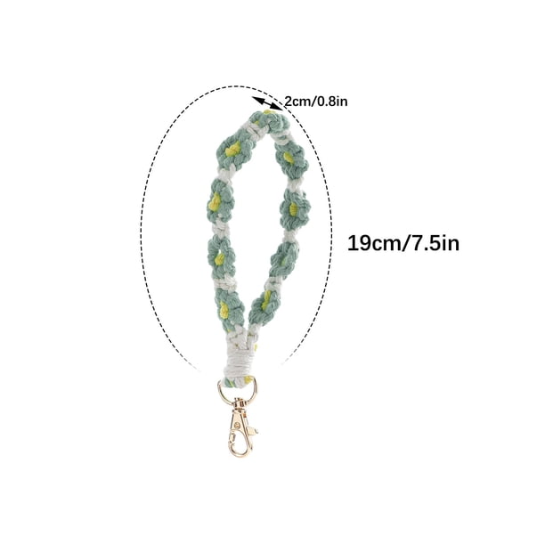 Cadena con Colgante Bohemian Mano Tejida Flor Llavero, Color en Contraste Llavero Pulsera Colgante, Cadena de Teléfono