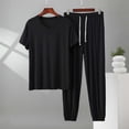 thumbnail image 6 of FNFYFH Mens Big and Tall Pajamas Sets 2 Piece Short Sleeve Lounge Set Loose Pants Pj Sets Soft Sleepwear Loungewear, 6 of 6