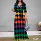 thumbnail image 4 of Vestido largo PinkPatty con cuello en V degradado y mangas 3/4 para mujer, 4 of 6