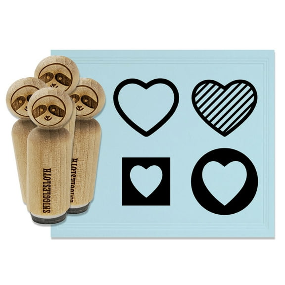 Heart Love Box Circle Stripes Rubber Stamp Set for Scrapbooking Crafting Stamping - Mini 1/2 Inch