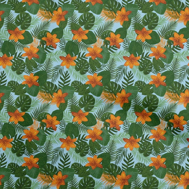 oneOone Cotton Flex Turquoise Blue Fabric Tropical Craft Projects Decor Fabric Printed By The Yard 40 Inch Wide
