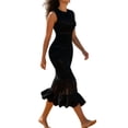 thumbnail image 2 of Women'S Midi Bodycon Dress Summer Sleeveless Ruffle Mermaid Dress Black One Size, 2 of 7