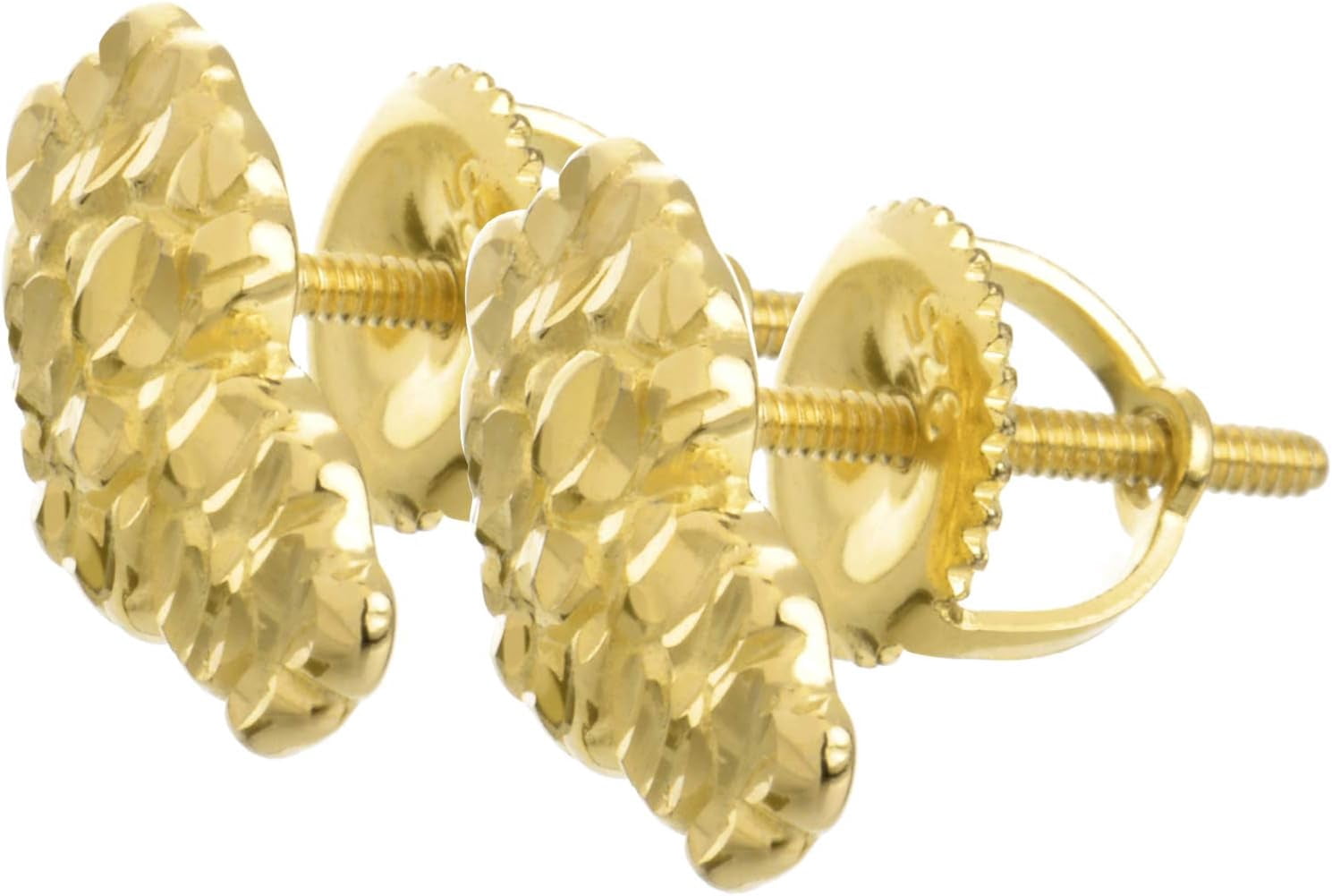 Hip Hop Rapper Nugget 925 Silver in Gold Plated Screw Back Earrings SHS 654 G