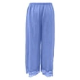 thumbnail image 6 of felwors Wide Leg Pants for Women Lace Trim Cropped Flowy Pants Waisted Drawstring Lightweight Trousers with Pockets Sky Blue for Size M, 6 of 6