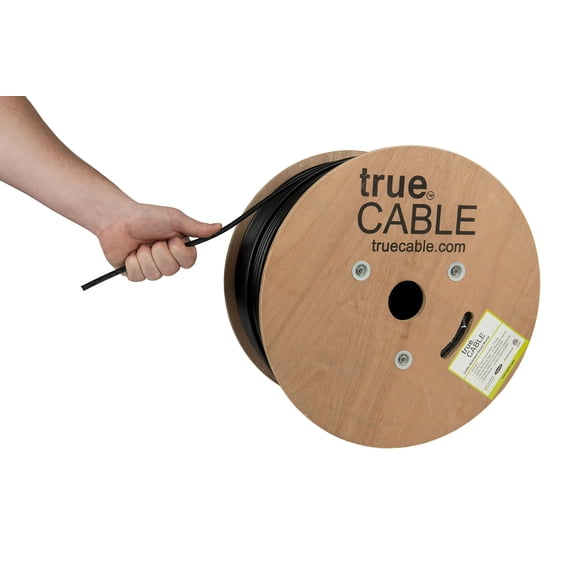 trueCABLE Cat5e Extérieur Blindé (ftp), 1000 Pieds, Étanche inhumation Directe Classée CMX, Noir 24AWG Cuivre Solide Nu, 350mhz, POE++ (4Ppoe), Certifié ETL, Câble Ethernet en Vrac