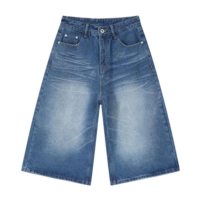 WEAIXIMIUNG Mens Casual Pants Stretch Waist Draw String Hop Cropped Jeans Work Denim Shorts with Cargo Pockets