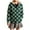 Green-A, variant on Women's Black White Plaid Printed Hooded Zip-Up Jacket, Long Sleeve Casual Coat with Pockets Drawstring - Trendy Daily & Winter Outerwear Black L