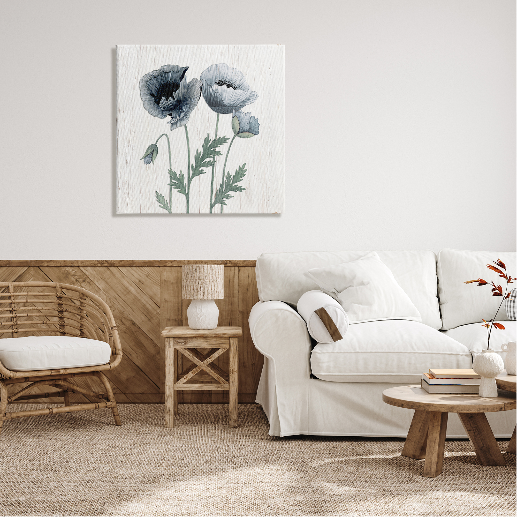 Stupell Industries Spring Poppy Blossoms Budding Flowers Rustic Design Graphic Art Gallery Wrapped Canvas Print Wall Art, Design by Kourtni Gunn