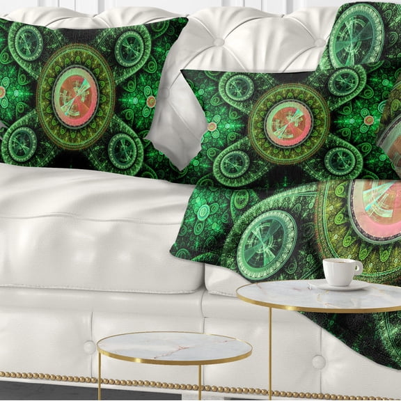 Designart Green Psychedelic Relaxing Art - Abstract Throw Pillow - 12x20
