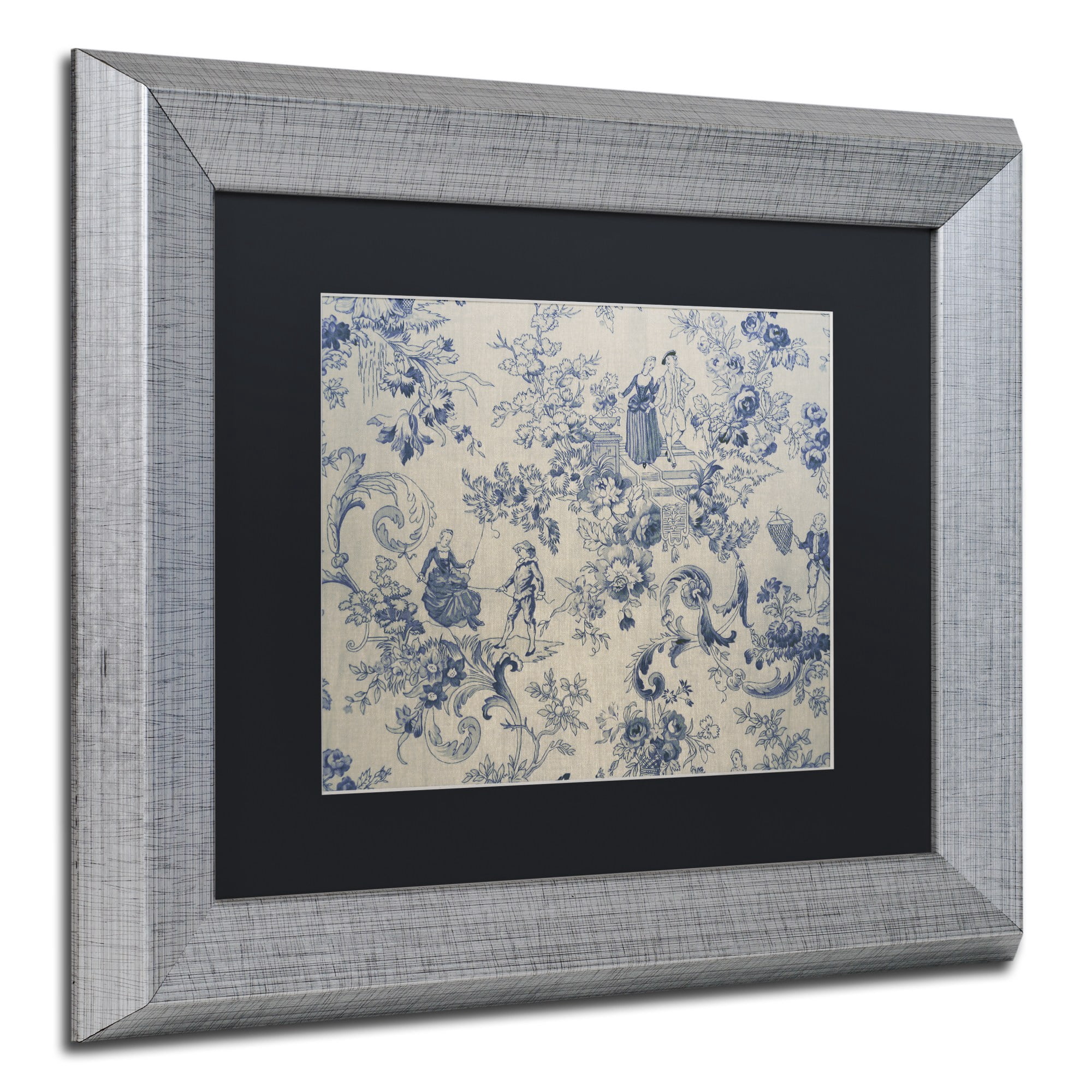 Trademark Fine Art "Toile Fabrics I" Canvas Art by Color Bakery Black Matte, Silver Frame