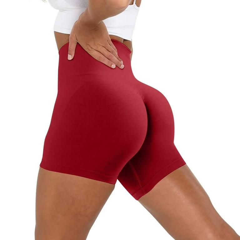 YDKZYMD Gym Shorts for Women Ribbed Solid Color Scrunch Butt Lifting High  Waist Sport Shorts Seamless Yoga Biker Short Stretchy Booty Compression