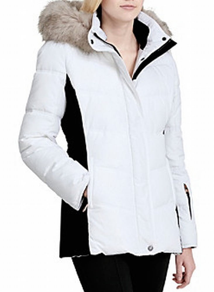 Calvin Klein Calvin Klein NEW White Womens Size XL FauxFur Hood Down