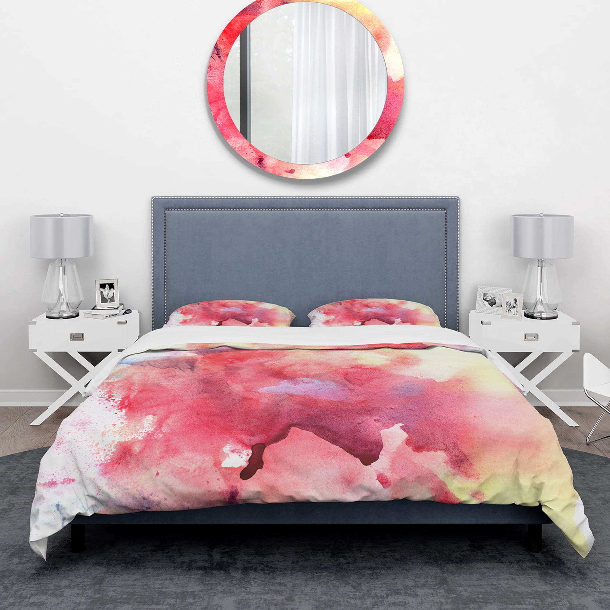 Designart 'Abstract Composition of Pink and Purple' Mid-Century Modern Duvet Cover Set