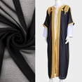 thumbnail image 5 of Open Front Thobe for Men Embroidery Bisht Sleeveless Arabic Dishdasha Mesh Stand Collar Arab Thobe for Wedding & Celebration Black XXL, 5 of 8