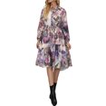 thumbnail image 1 of Txlixc Vestido de manga larga femenino, impresión / patrón de botón delantero, vendaje de cintura Txlixc  moda, 1 of 9