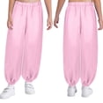 thumbnail image 5 of Aislor Girls Satin Bloomers Belly Dance Loose Solid Color Harem Pants Halloween Indian Arabic Trousers Pink 14, 5 of 7