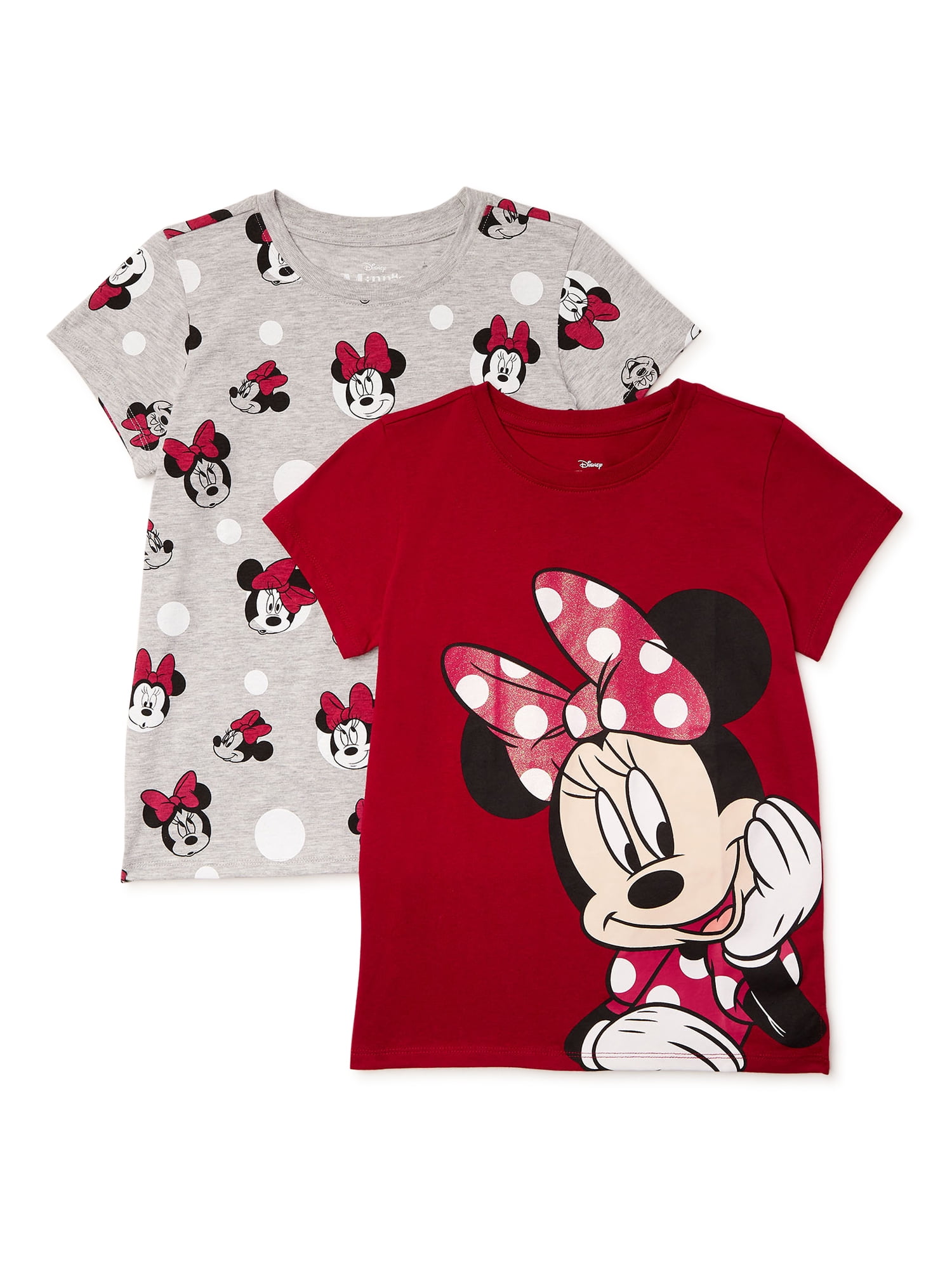 Disney Minnie Mouse Girls short sleeve shirt  Small 6-6X Gray white striped NEW