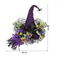 thumbnail image 2 of Halloween Wreaths for Front Door, Halloween Witch Legs Wreath Black Wreath with Hat Pumpkin for Indoor Outdoor, 2 of 6