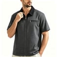 thumbnail image 4 of hotojiny Men's Athletic Shirt Short Sleeve Full Zip Daily Shirt Lightweight Collared Workout Gym T-Shirt for Fishing(Dark Gray,XX-Large), 4 of 5
