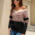 thumbnail image 3 of Suéter De Punto Con Cuello En V Estampado De Leopardo Manga Larga Suéter Casual De Moda Tops Para Mujer Negro L, 3 of 8