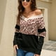 thumbnail image 3 of Suéter de punto con estampado de leopardo, suéter de punto con cuello en V, suéter de manga larga para mujer, suéter casual para mujer, durabilidad mejorada, 3 of 8